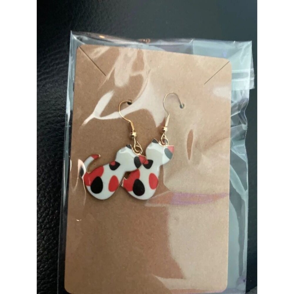 Calico cat Enamel Earrings
